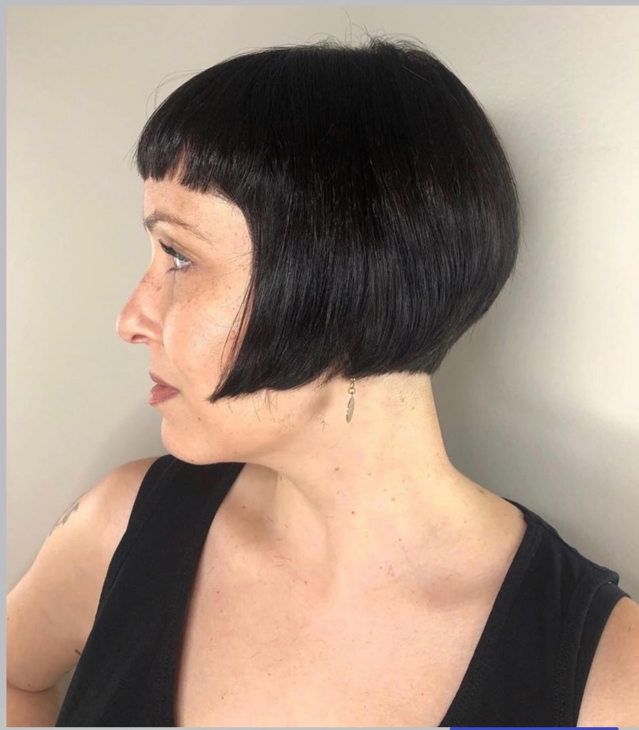 sharp bob haircut with precise structure